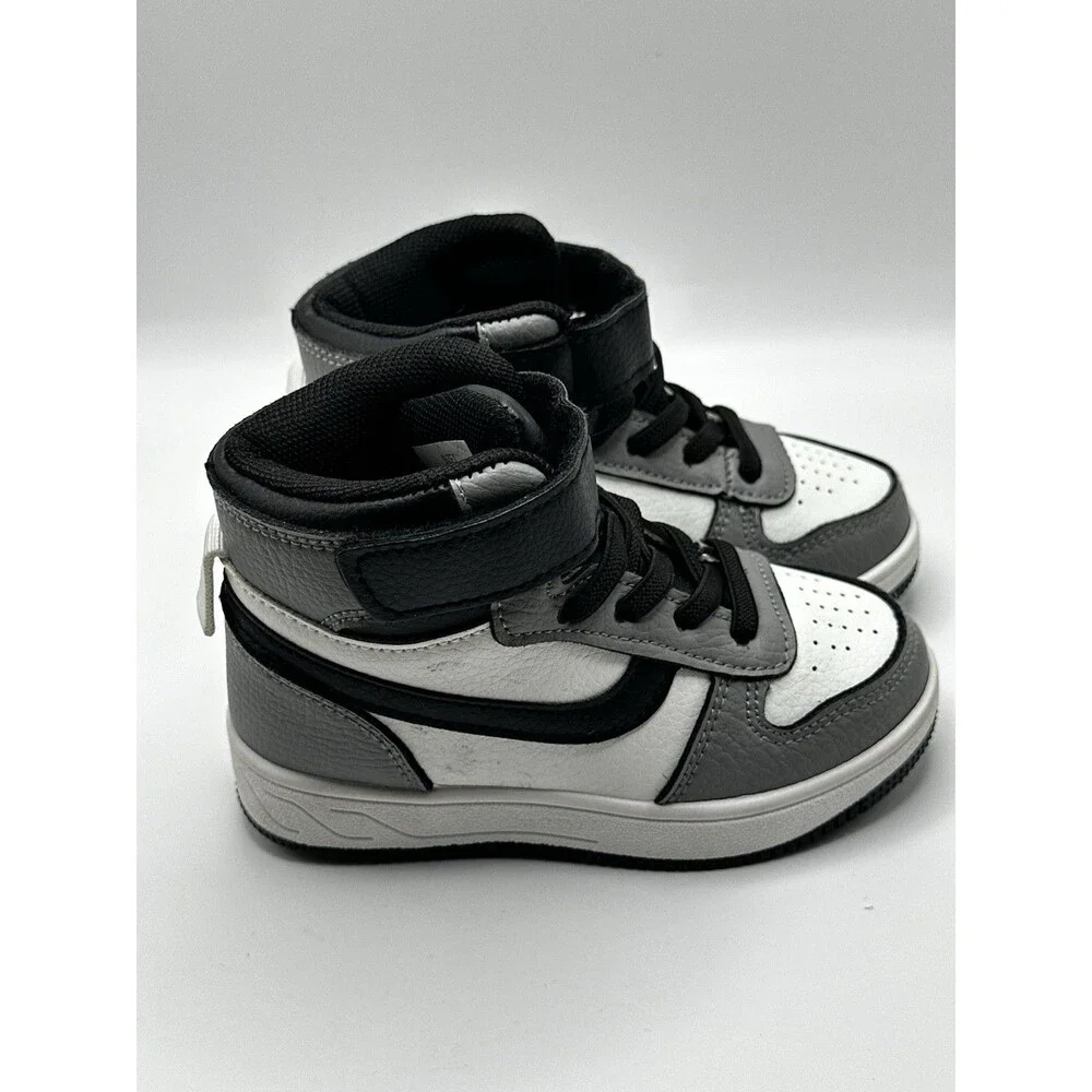 Max Casuals Toddler Kids Size 7 High Top Sneakers Black White Gray Panda